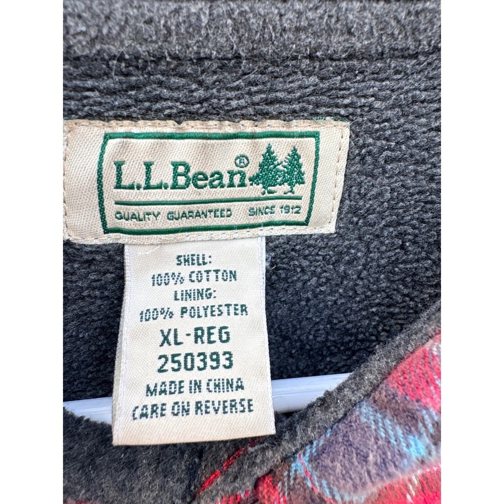 LL Bean XL Plaid patchwork Fleece Lined Flannel Shirt Jacket Lumberjack Shacket - Picture 5 of 8